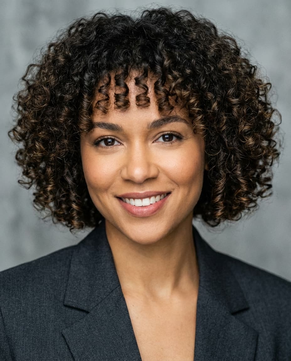 Curly Bob with Bangs